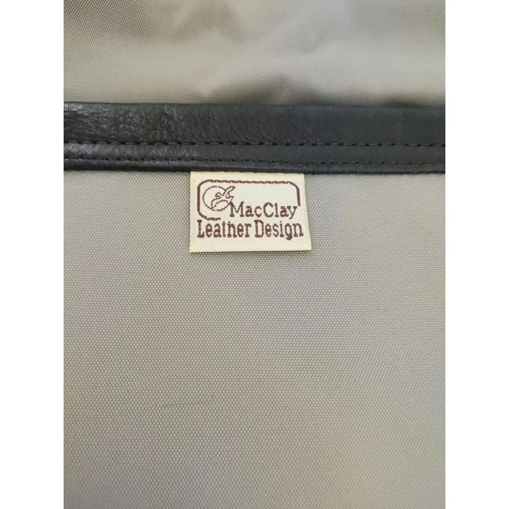 MacClay Leather Design Black Leather Laptop Briefcase Tote Bag‎ Attache